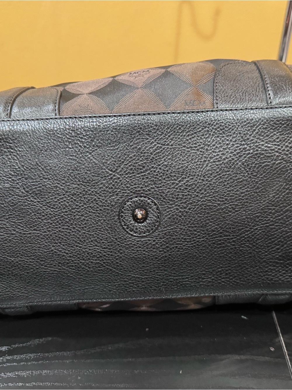 MCM Harlequin Diamond Signature Jacquard Canvas and Leather Satchel - Picture 9 of 15